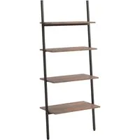 vidaXL Bücherregal Leiterregal mit 4 Böden Dunkelbraun und Schwarz 64x34x150,5 cm, 1-tlg.