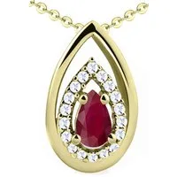 Limana Kette mit Anhänger echter Rubin Edelstein rot 925 Silber gold Halskette vergoldet (mit Herz Geschenkdose und Tasche Frauenkette Kette Anhänger), Geschenkset Idee Geschenk für Sie Frauen Damen Freundin Mutter Oma