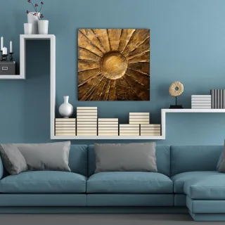 queence Acrylglasbild "Goldene Sonne" Abstrakt  Abstrakte  Formen  Gemälde  Kunst  Sonnenaufgang 1 Stk. tlg. HD Premium Kunstdruck in Galeriequalität