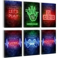 Novart Wandbild Gamer Spielkonsole Gaming 6 Bilder Set - 20x30 cm