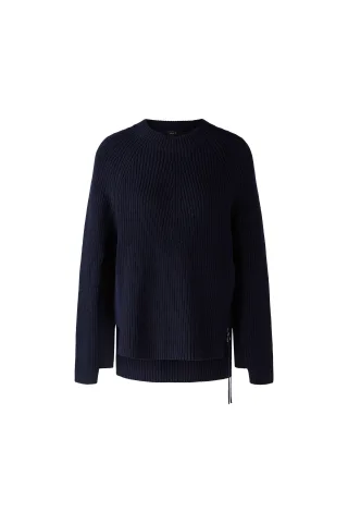 Oui - RUBI Pullover mit Reißverschluss, in reiner Baumwolle darkblue - Gr. - 34