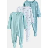 Next Schlafoverall 3er-Pack Baby Schlafanzüge, Elefant/linear (3-tlg)