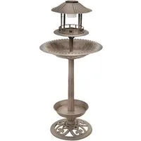 Harms Import Vogeltränke, Design Vogel Tränke Brunnen SOLAR LED Beleuchtung Außen Dekoration