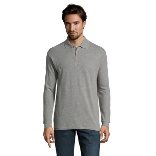 SOLS - "Star" Poloshirt für Herren/Damen Unisex Langärmlig (Grau meliert)