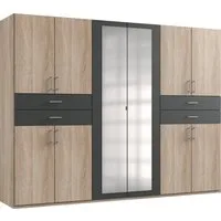 Wimex Kleiderschrank Taiga Kleiderschrank mit Spiegel mit Schubladen auf bequemer Höhe, Garderobe Schlafzimmerschrank