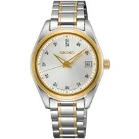 Seiko Quarzuhr SUR582P1, Armbanduhr, Damenuhr, Edelstahlarmband, Datum, Saphirglas