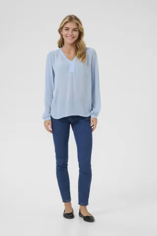 Langarm-Bluse Regular fit Soft Chambray blue