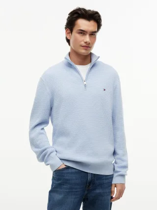 SEASONAL STRUCTURE ZIP MOCK Breezy Blue - Gr. - XL