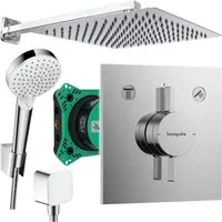 Hansgrohe und Jowi Duscharmatur Unterputz Duschsystem mit Kopfbrause, DuoTurn E Duscharmatur (Unterputz-Duschsystem) Edelstahl Kopfbrause und Brausearm