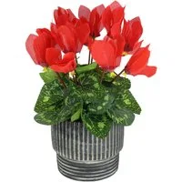 Kunstblume Künstliche Alpenveilchen im Übertopf 28cm Blume Deko Dekoblume Alpenveilchen, I.GE.A., Höhe 28 cm, Dekopflanze Kunstpflanze Pflanze Seidenblume Zimmerpflanze
