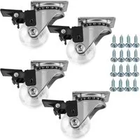 SO-TECH® Möbelrolle Lenkrollen SWIFT inkl. Schrauben, belastbar bis 35 kg / St., (4-St), Ø 35 mm, transparent, mit Bremse (Feststeller)