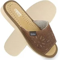filsko Zafra Damen Hausschuh Veloursleder mit Blumenmuster, offene Pantoletten, Slip-On