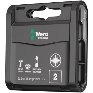 Wera Bit-Box 15 Impaktor PZ, PZ 2 x 25 mm, 15-teilig - 05057763001
