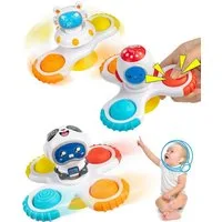FELIXLEO Badespielzeug 3er Saugnapf Spinner Baby Fidget Spielzeug Reise Bad Fenster (1-tlg)