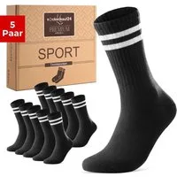 sockenkauf24 Tennissocken Sportsocken Damen & Herren Atmungsaktive Premium Crew Socken (5 Paar) verstärkte Ferse & Fußspitze, gepolsterte Sohle, Baumwolle
