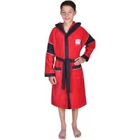 Wörner Kinderbademantel Headphones, Langform, Baumwoll-Webfrottier, Kapuze, Gürtel, mit Stickerei, mit Taschen, maschinenwaschbar, trocknergeeignet