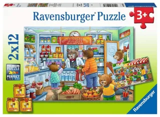 Ravensburger Kinderpuzzle 05076 - Komm wir gehen einkaufen [2x 12 Teile]