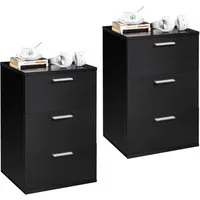 Yaheetech Nachttisch Beistelltisch (2-St), Nachtschrank mit 3 Schubladen, 40 x 35 x 60,5 cm