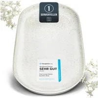 PURE LIVING INTERIOR DESIGN Geschirr-Set Servierplatte »Ibiza«, oval, Steingut, Beige (1-tlg), 1 Personen, Steingut
