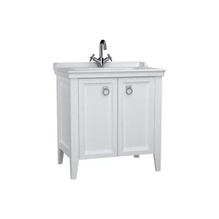 VitrA Valarte Waschtisch-Möbel-Set 62153 79,5 x 53 x 88 cm, 2 Türen, Korpus weiß matt/Waschtisch weiß hochglanz