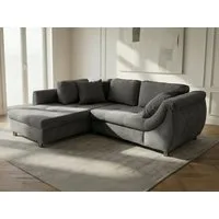 Massivart® Ecksofa Cord mit Bettfunktion / 250 x 190 cm / Nosagfederung »LUNARO«, Schlaffunktion · Metallfüße · Kissen-Set · frei im Raum stellbar