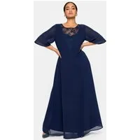 Sheego Etuikleid Abendkleid 3/4-Arm aus Chiffon, mit Spitzen-Einsatz