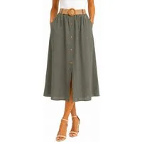 Mississhop Schlupfrock Damen Rock 100 % Baumwolle Dekorative Knopfleiste S/M