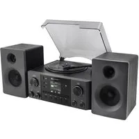 Soundmaster MCD1950SW Plattenspieler Stereoanlage DAB+ CD USB MP3 Bluetooth Multifunktionsspieler (Riemenantrieb, Weckerfunktion, Einschlaffunktion, 75 Ohm Antenne)