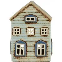 Ib Laursen Kerzenhalter Ib Laursen Haus für Teelicht Thorshavn braune Tür an Seite (9x15,8x11c