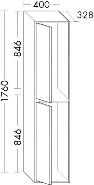 Burgbad Hochschrankmit zwei Türen Devio D 1760x400x330 Eiche Dekor Caramel, HSZZ040RF7218 HSZZ040RF7218