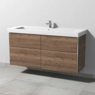 Sanipa 3way Waschtischunterbau zu Villeroy & Boch Subway 2.0 Waschtisch mit 4 Auszügen, Eiche-Tabak BR61650