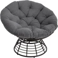 LVHOM Relaxsessel Papasansessel Rattanstuhl mit Kissen, 360° drehbar, Durchmesser 92 cm (Komfortables Sitzerlebnis, 10cm rundes Sitzkissen, ergonomisches Design, rutschfeste Füße, rostfreier Stahlrahmen, Belastbarkeit 130kg), geeignet für Wohnzimmer,