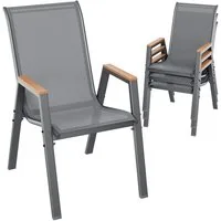 TLGREEN Gartenstuhl 4er Set Stapelstühle mit Metallrahmen und Kunstholz-Armlehnen, (4 St), bis 150 kg Belastbar,für Gärten, Innenhöfe, Balkone, Restaurants