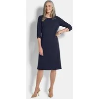 GOLDNER Etuikleid Jerseykleid mit Krepp-Qualität Midikleid mit Rundhals, Knopfverschluss, 3/4-Arm und Knielänge