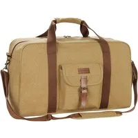 BRUBAKER Weekender Safari - Vintage Reisetasche für Damen und Herren (Retro Tasche für Reisen, Arbeit und Sport, 1-tlg., Braun), 65L Poly Canvas Sporttasche mit Schultergurt und separatem Schuhfach