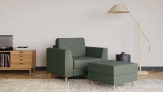 BRUNO Schlafsessel 70cm in Forest Green | praktische Größe | stabiles Massivholz & Boxspringkomfort