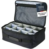 HMF Kameratasche Kameratasche groß, gepolsterte Fototasche mit variabler Facheinteilung, für DSLR/Spiegelreflex & Fotozubehör, 44 x 28 x 18 cm, Schwarz