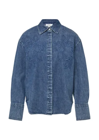 s.Oliver Red Label - Locker geschnittene Jeansbluse mit Stickerei blau - Gr. - 34