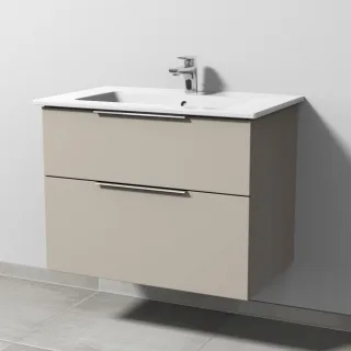 Sanipa 3way Keramik-Set Venticello Keramik-Waschtisch und Unterbau mit 2 Auszügen, Kaschmir-Matt UP3231U