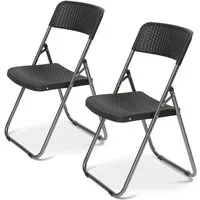 Sekey Klappstuhl Gartenstuhl Klappbar Klappstuhl Polyrattan Campingstuhl Wasserdicht (Set, 2 St), Legierter Stahl, bis 200 kg Belastbar, Schwarz