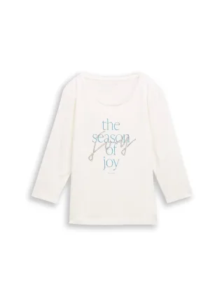 Tom Tailor - Langarmshirt mit Print soft clear white - Gr. - S