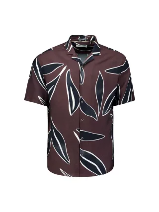 No Excess - Shirt Short Sleeve Allover Printed dark brown - Gr. - XL
