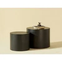 NJLyuhome Couchtisch Schwarzer runder Beistelltisch-Set, Nesting Tische im Trend-Design (2-St)