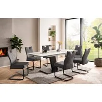 OTTO home Essgruppe "Altona", Esstisch ausziehbar plus 6 Stühle, (7-tlg., Esstisch ausziehbar 140 - 180 cm, 6 Freischwinger), Säulentisch 140-180x90 cm, Stuhl mit Federkorb, 140 kg belastbar