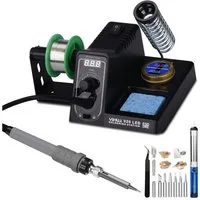 AIBISTAR Lötkolben Lötstation & Pyrographie-Set 90-480°C, regelbar, max. 450 °C, Netzbetrieb (Kabelgebunden), set, mit Lötsockel e 2 Ersatz Lötspitze, 15 Sekunden Schnellaufheizung,5 austauschbare Aufsätze