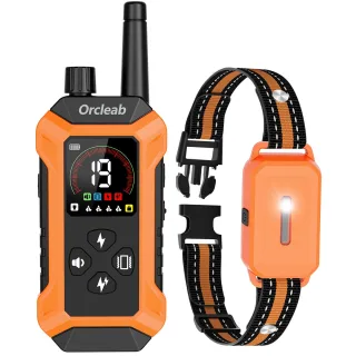 ORCLEAB Dog Training Collar with LCD Display 4000FT Remote Range IP67 Waterproof Collar with Flashlight Security Keypad