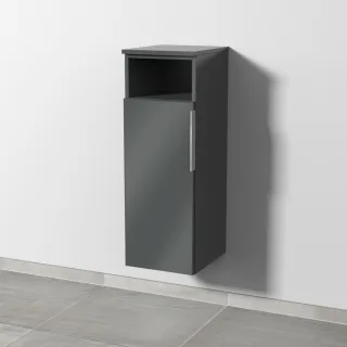 Sanipa 3way Mittelschrank mit 1 Tür und 1 offenem Fach, Anthrazit-Glanz, UF13079 UF13079