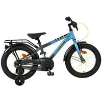 Volare Kinderfahrrad Thombike Jungen 16 Zoll – Blau/Grau – Stützräder, Rücktrittbremse, Luftreifen, Aluminiumfelgen mit verstellbaren Speichen,5 cm,9–58