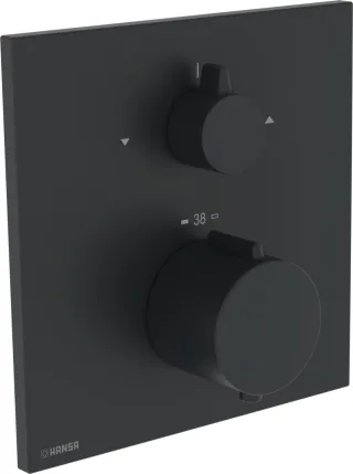 Hansa FM-Set f. zwei Abgänge HANSAEASYTHERM, 8114 Rosette eckig Matt-Schwarz, 8114926233 8114926233