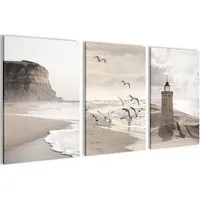 Novart Wandbild Wandbild Relax Meer Entspannung Bilder Set AUFHÄNGFERTIG, Strand